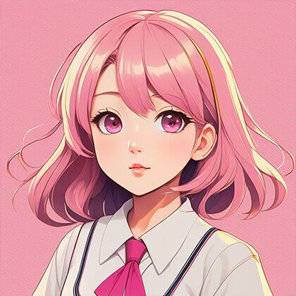 アニメ、美女、漫画、ピンクの背景、学校の制服