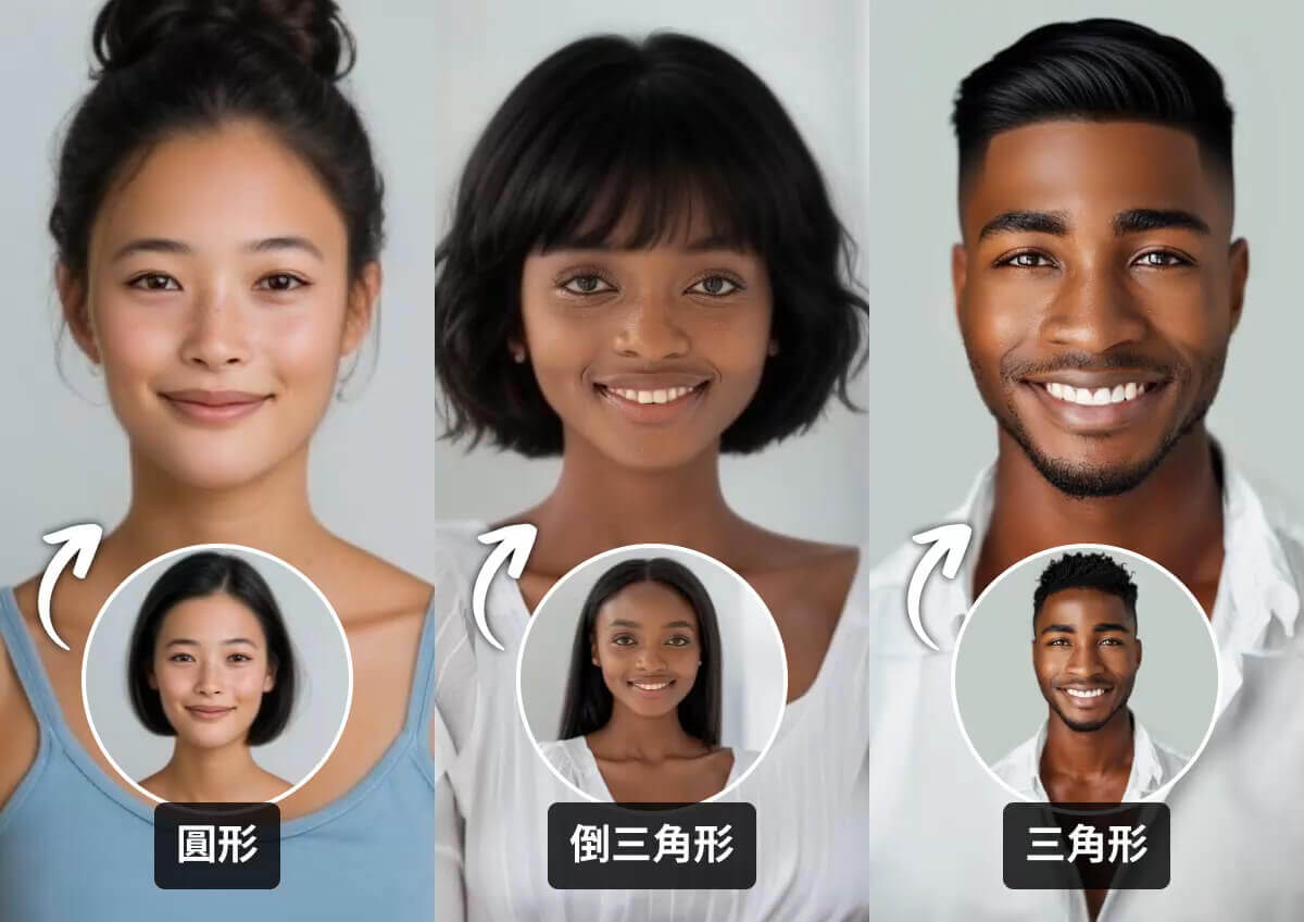 適合圓形和三角形臉型的髮型