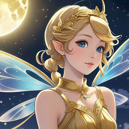 a beautiful fairy in the fantastical village beneath the celestial moonlight, masterpiece, anime screencap, Japanese manga style, half body shot, perfect composition, intricate details, intricate line sketch
