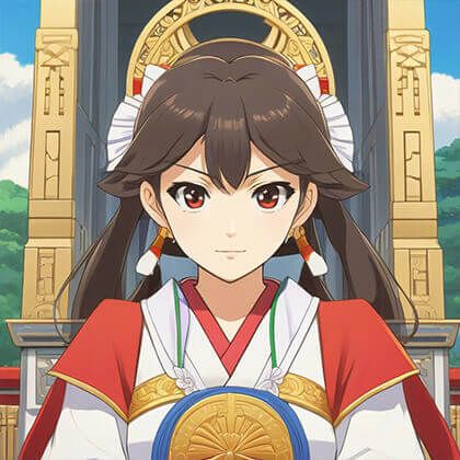 a shrine maiden at the sacred altar, masterpiece, anime screencap, Japanese manga style, half body shot, perfect composition, intricate details