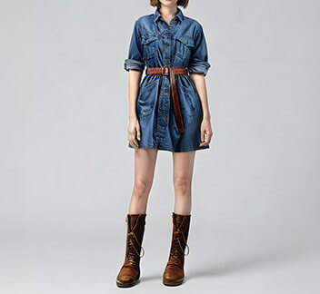 Abito in Denim Stile Camicia