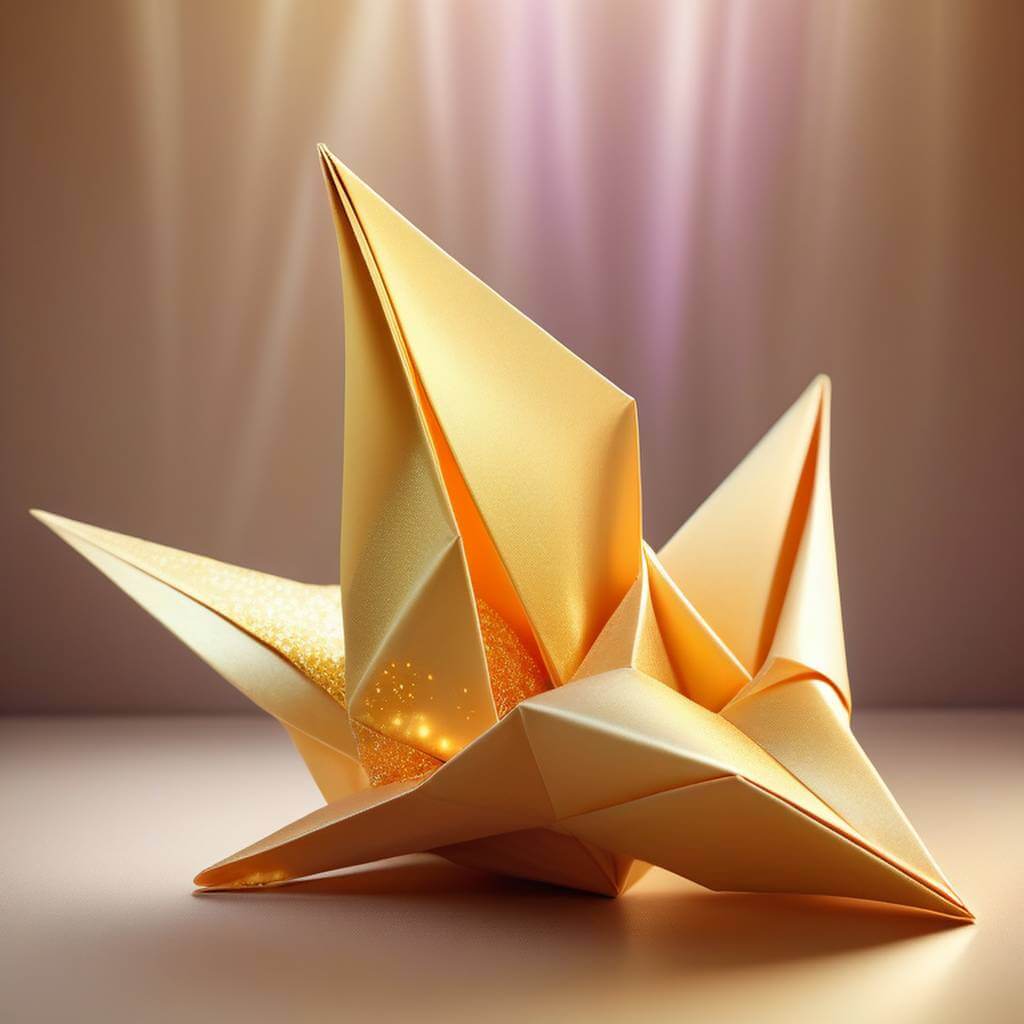 Uma cena se dobra em formas de origami e se desdobra em algo novo.