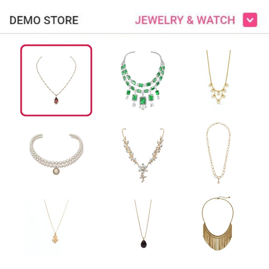 Select a necklace from the menu
