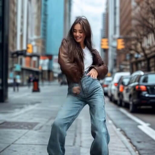Faça a pessoa na foto dançar no estilo K-pop, com movimentos enérgicos.