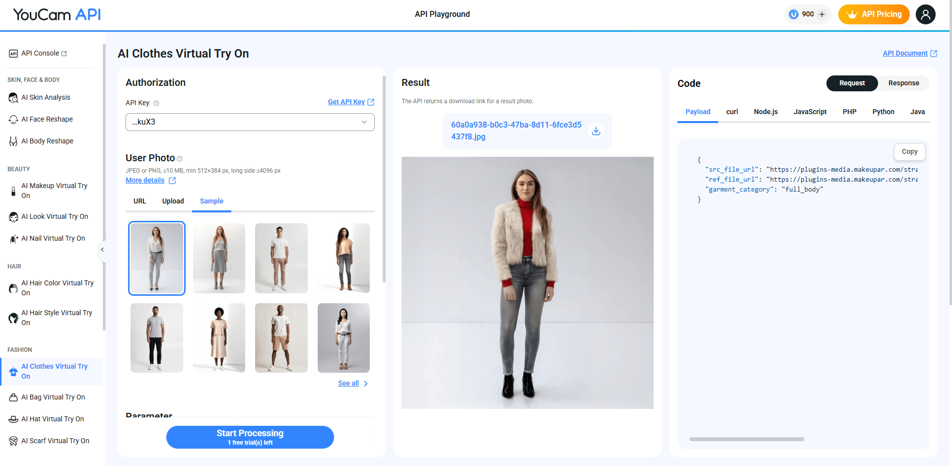 YouCam API - API Playground