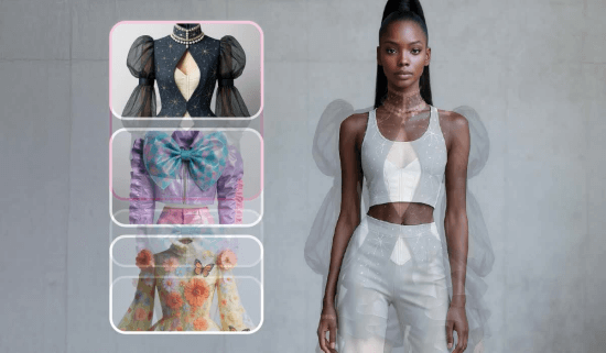 Outfit swap experience integrated into an online fashion store.