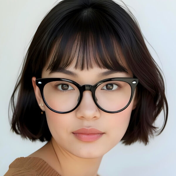 Cat-Eye Frame Glasses for Oval Face