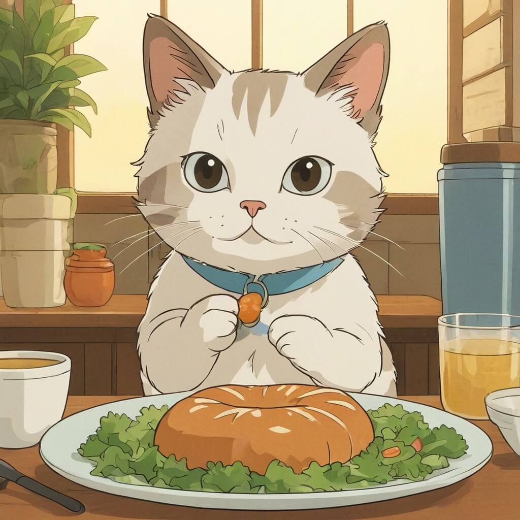 Un petit chat mignon qui mange.