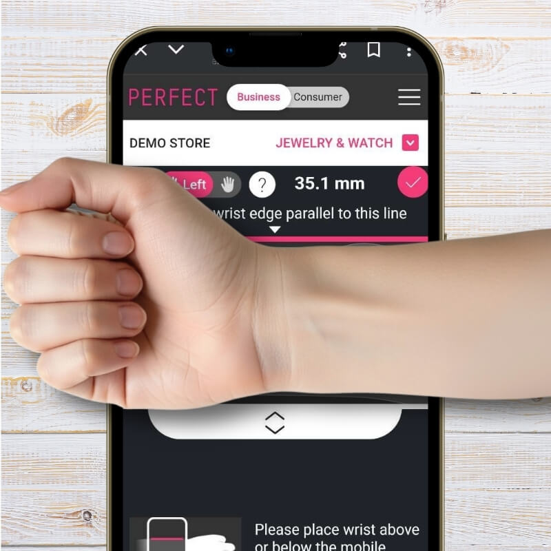 Step 2: Place wrist above or below the screen