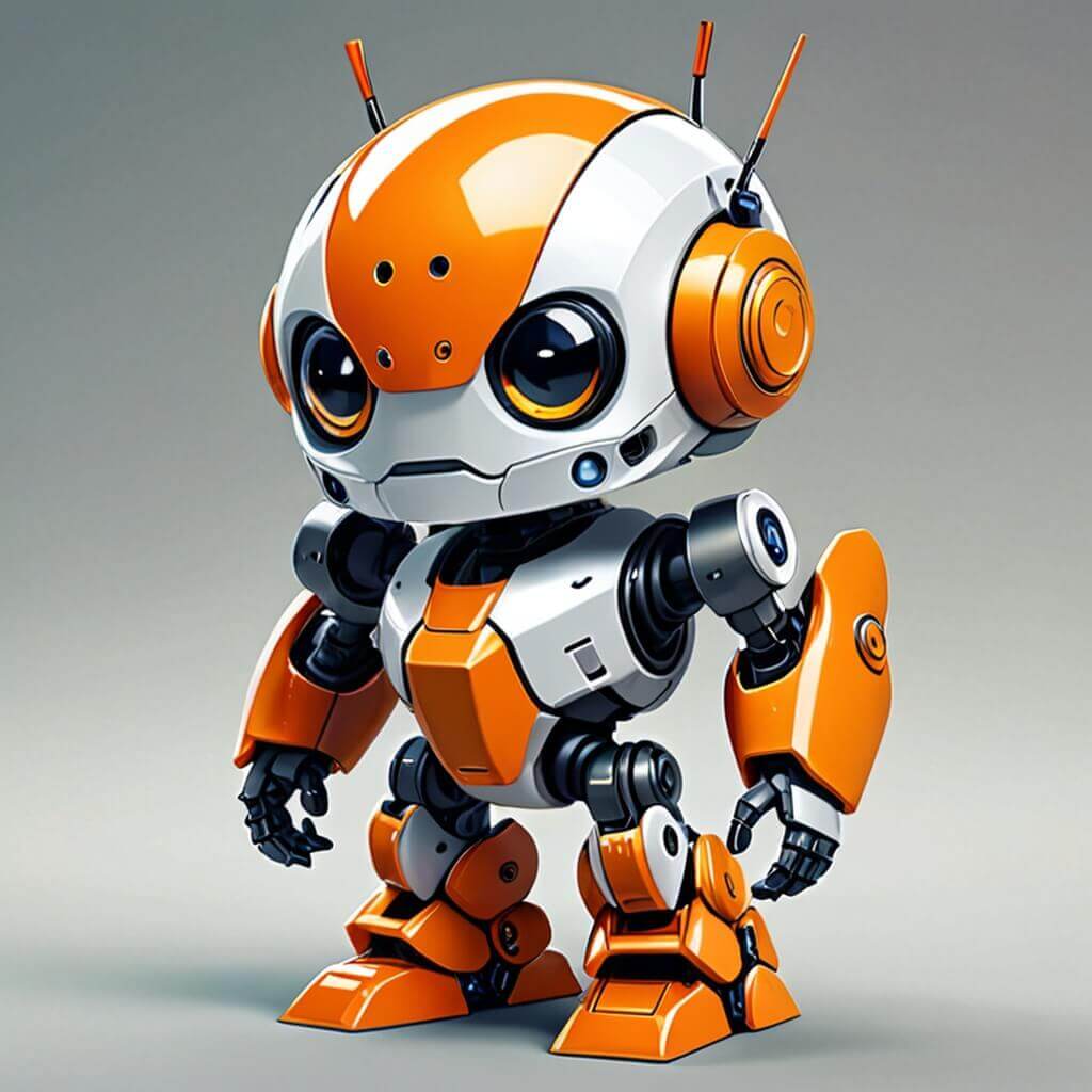 Un pequeño robot con un diseño lindo y comportamiento amigable.