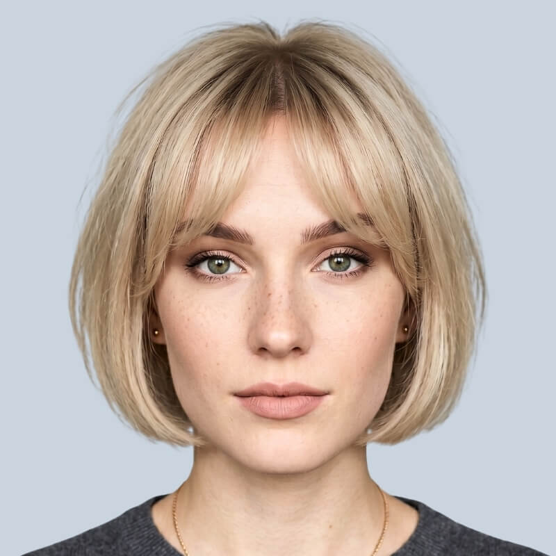 Short Curtain Bangs Bob Cut