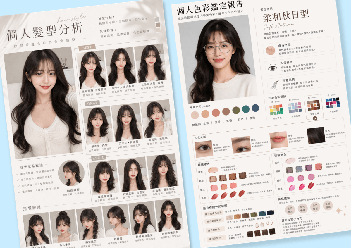 AI 髮型分析圖卡
