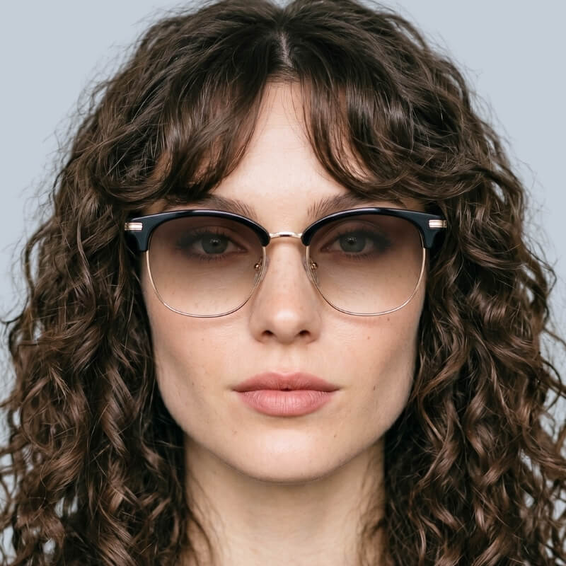 Vintage Oversized Browline with Gradient Lenses