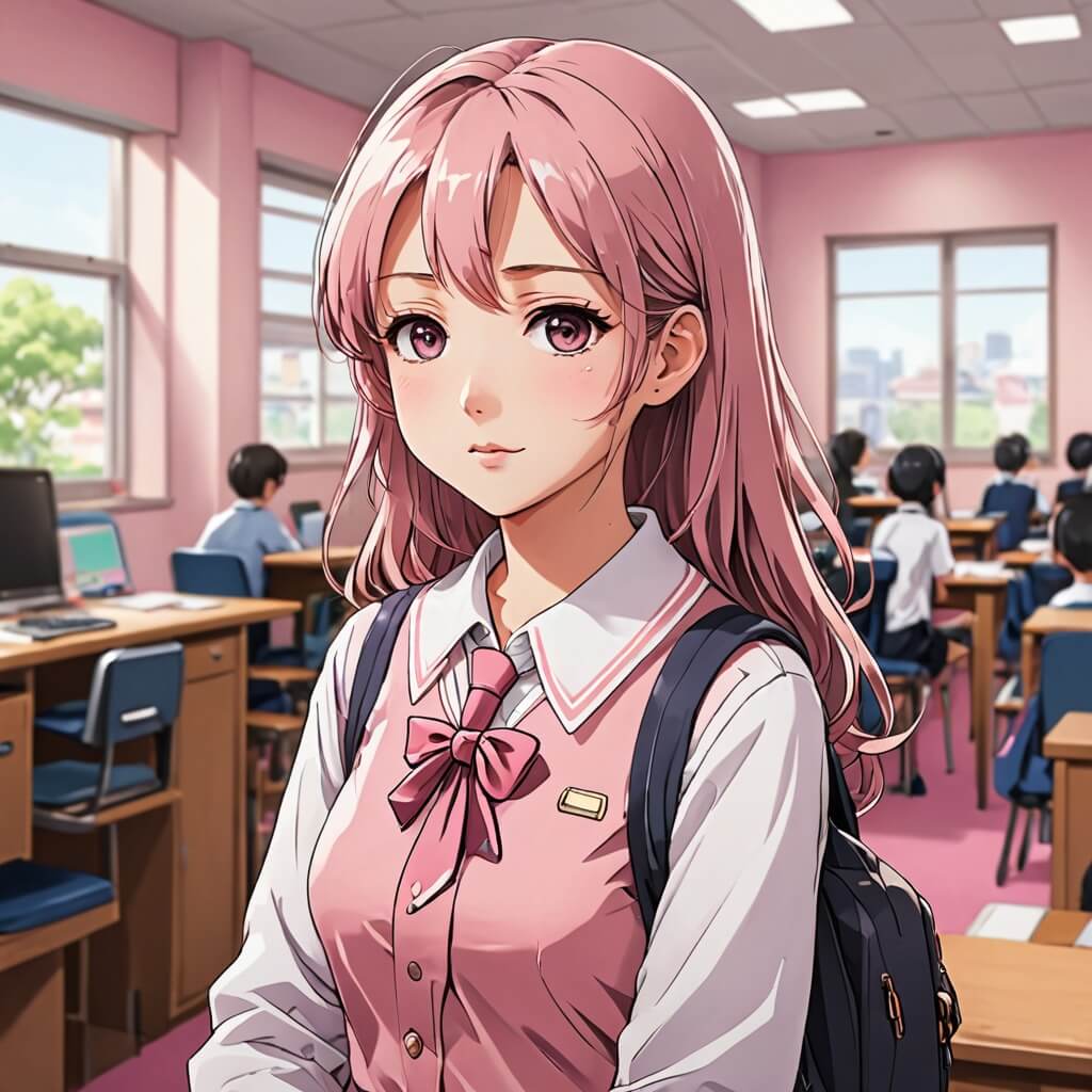 動漫、漂亮、漫畫、制服、在教室裡