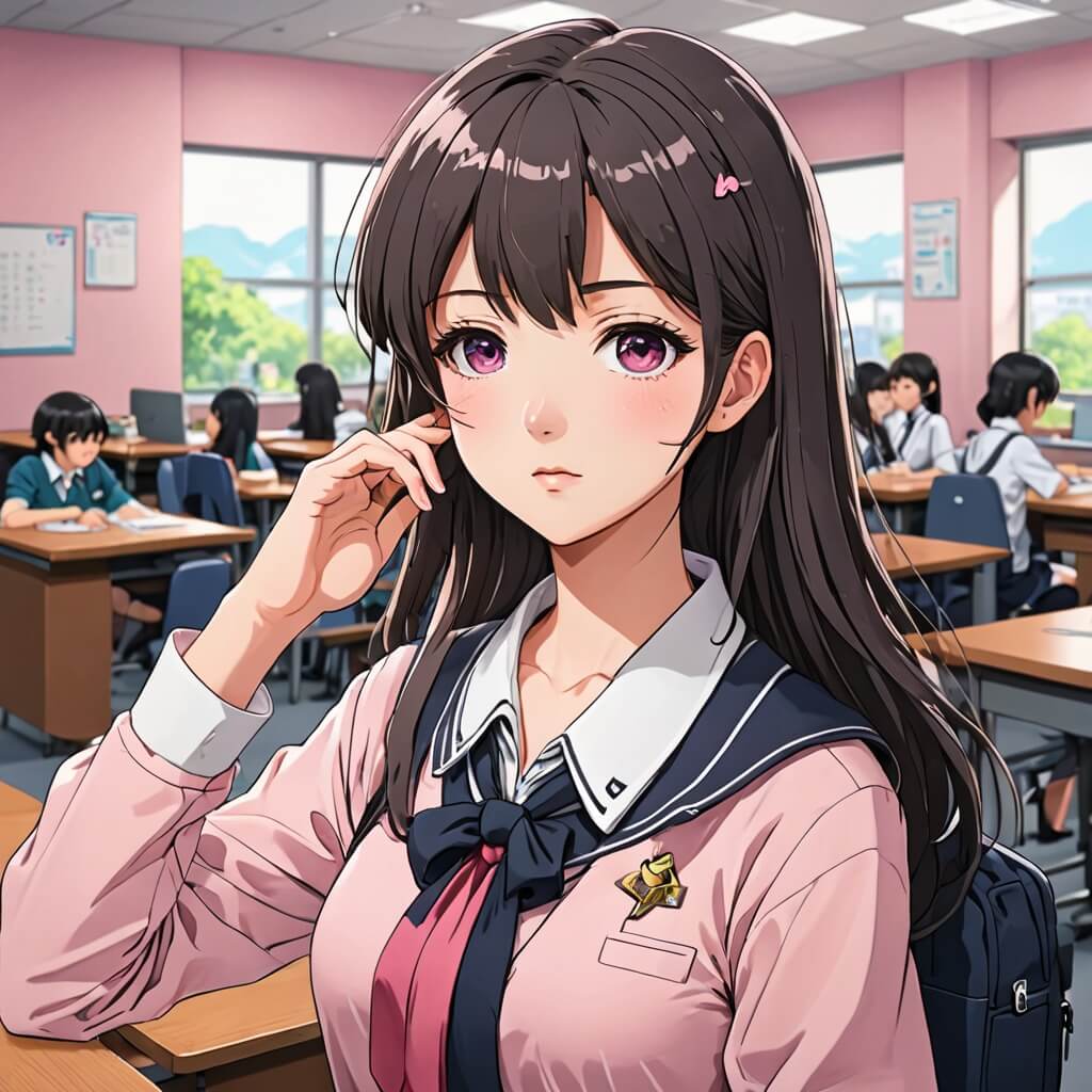 動漫、漂亮、漫畫、制服、在教室裡