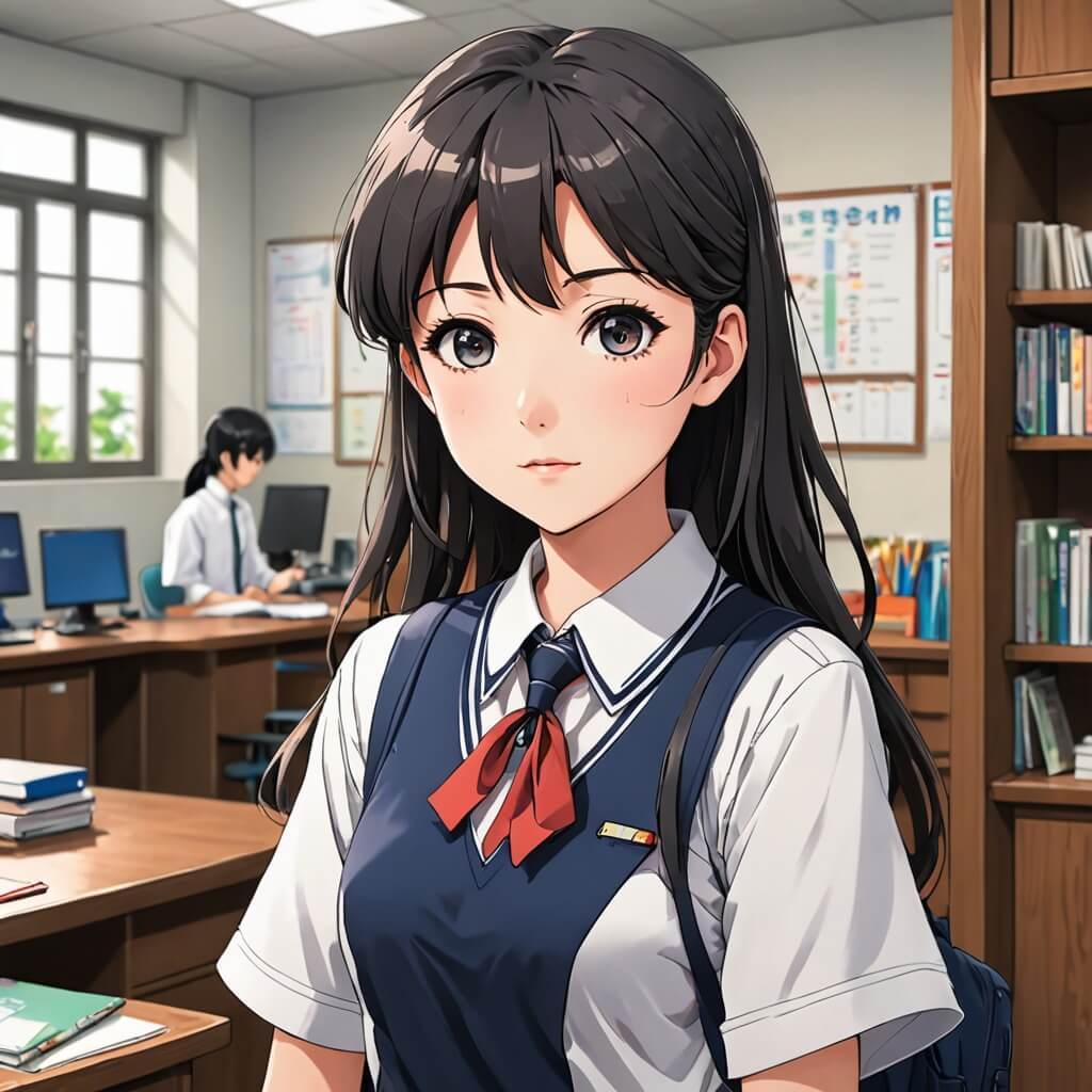 動漫、漂亮、漫畫、制服、在教室裡