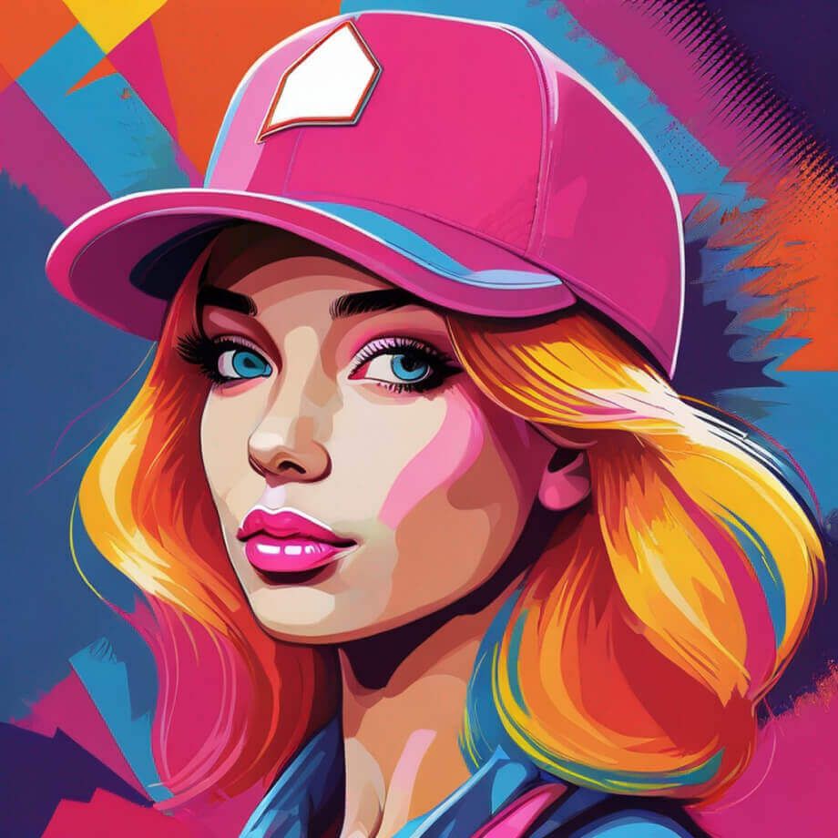 Uma garota usando um chapéu rosa