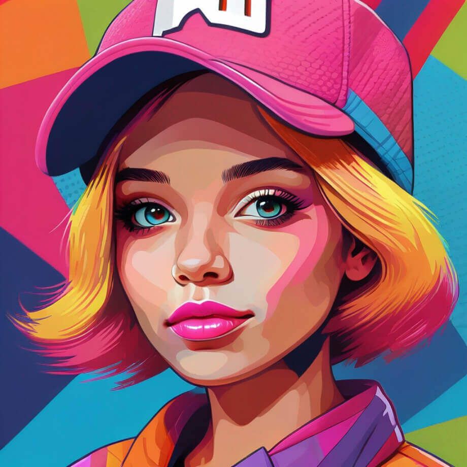 Uma garota usando um chapéu rosa